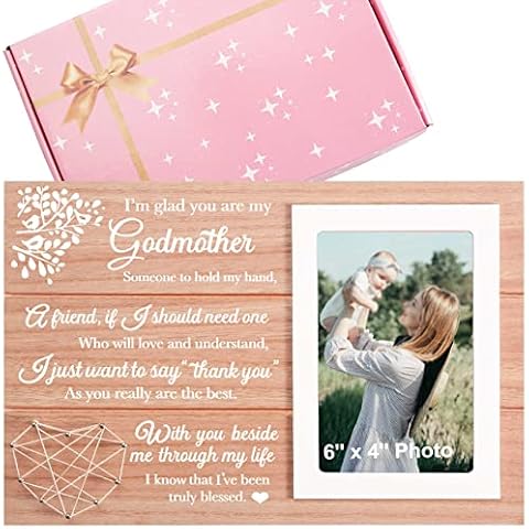 Sioial Unique Godmother Photo Frame Keepsake-Thank You Gift-Baptism Frame Gift for Godmother-Christening Picture Frame for Godmother -Godmother Proposal Gift-I'm Glad You Are My Godmother Cover