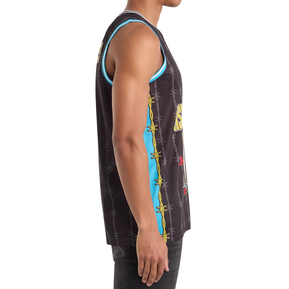 Amplified - Maillot de Basket Dust N Bones - Homme (2XL) (Noir/Rouge/Bleu)