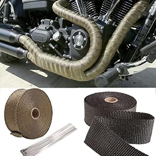 Tape Thermal Protection with Stainless Ties Roll Fiberglass Heat Shield Motorcycle Exhaust Thermal Tape Header Pipe Heat(3)