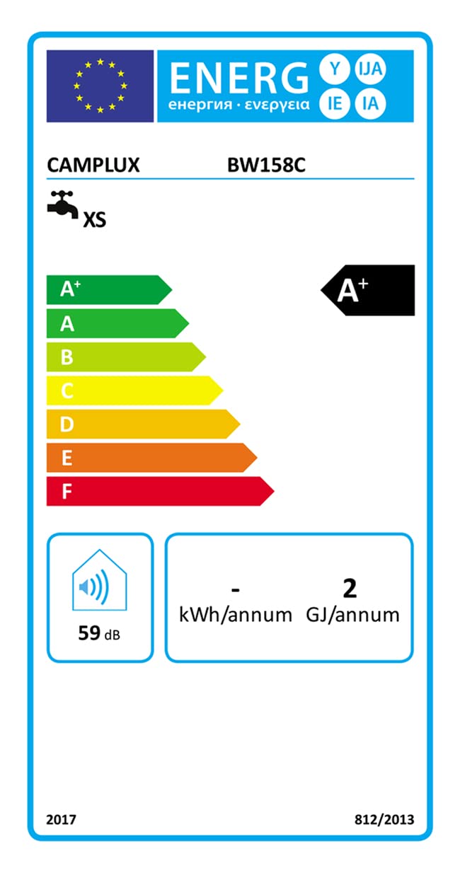 CAMPLUX BW158C Scaldacqua a Gas Tankless, 6 Litri, 12kW, Butano (28-30 mbar) / Propano (37 mbar), per Doccia da Campeggio