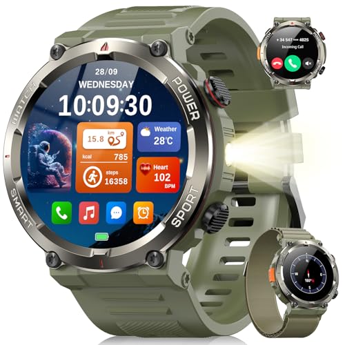 Blackview Smartwatch Uomo, Orologio Intelligente Fitness con Chiamate Bluetooth,1.45" Militari