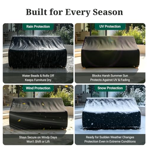 Image of MR.COVER 2-Seater Patio Loveseat Cover, Patio Furniture Covers Waterproof, Heavy Duty Outdoor Couch Sofa Covers with Air Vent and Handles, No Fading and No Tears, Fits up to 58 inchW x 32 inchD x 31 inchH, Black