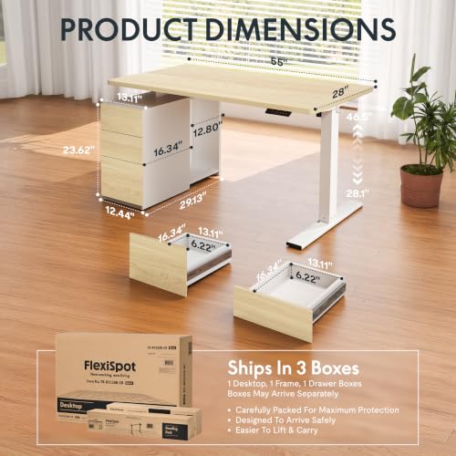 Image of FLEXISPOT EN2 55 inchx28 inch Standing Desk Bundle with Storage Cabinet