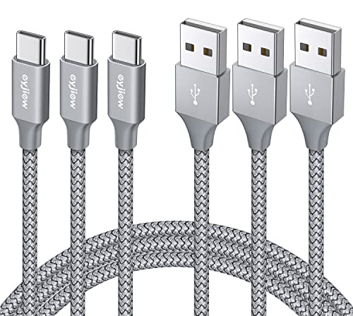 eyjiew USB C Kabel [3ft, 3-Stück], USB A auf USB C Ladekabel 3A Schnellladekabel Nylon Typ C Datenkabel für Galaxy S24 S23 S21 S20 S10 A54 A15 A71,i Phone 15/15 plus/15 pro/15 pro max