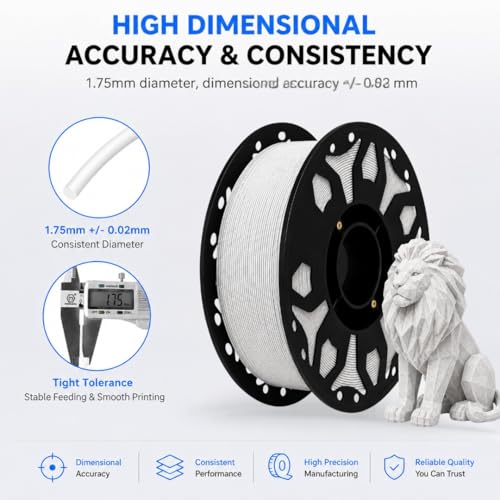 Image of FILAMONT PLA+ 3D Printer Filament 1.75mm, High Strength & Low Warp Printing Material, Dimensional Accuracy ±0.02mm, Vacuum Sealed with Desiccant, 1kg Spool (Marble)