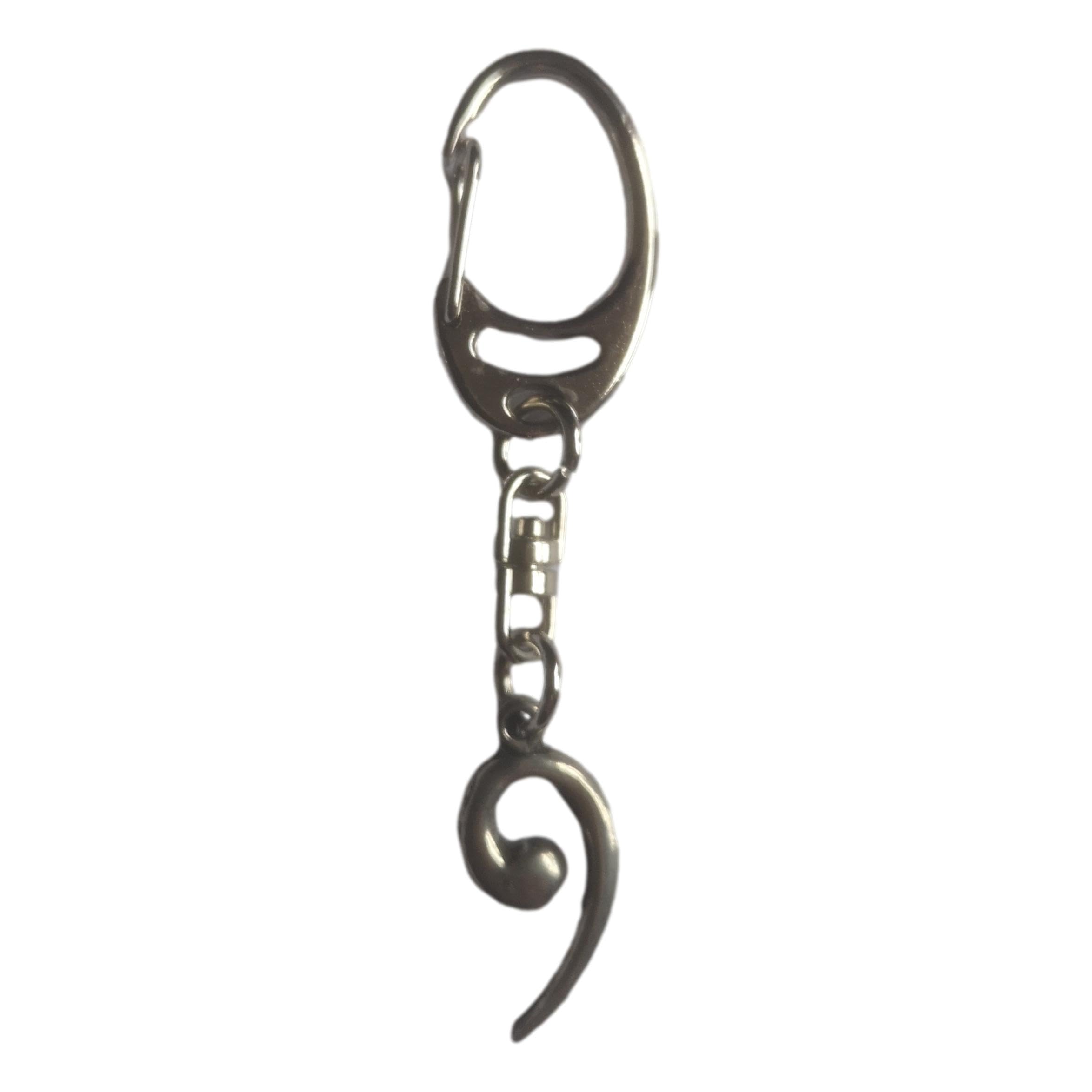 Bass Clef pewter metal keyring