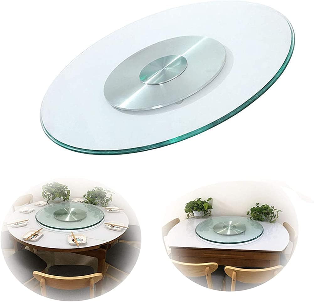 ガラス回転トレイ ラウンド レイジー スーザン ターンテーブル 360 度スイベル アルミニウム ベース スチール ベアリング直径 