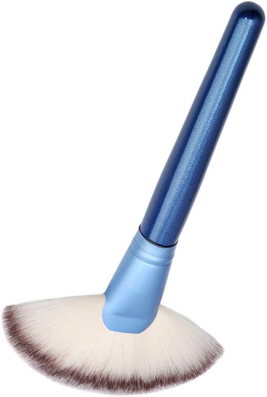UKD PULABO DurableLarge Fan Makeup Brush Blending Highlighter Face Contour Powder Brush Blue : Beauty & Personal Care