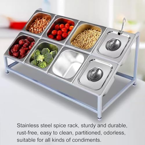Dispenser per condimenti in acciaio inox con scomparti multipli per caffetterie, ristoranti, tavoli da buffet e dispense alimentari, soluzione di conservazione durevole per salse e condimenti