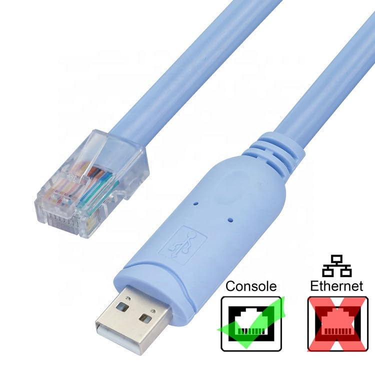 Image of USB Console Cable, USB 2.0 to RJ45 Console Serial Console Cable 1.8 Meter for Debugging Compatible with Routers /Switches for Laptops (not ethernet Cable) (only Work with Console Port), Blue