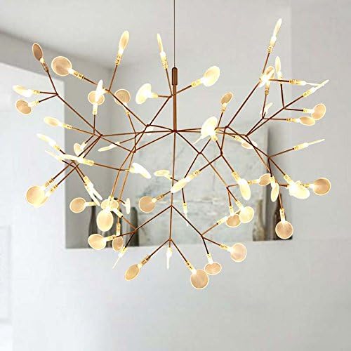 LED Chandelier Pendant Ceiling Light - 63 LED Light Source Red Copper Painting LED Firefly Chandelier for Living-Room, Bedroom