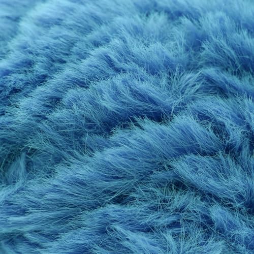 Image of NICEEC 2 Skeins Faux Fur Yarn Super Soft, Chunky & Fluffy, Eyelash Yarn for Crochet & Knitting (Total Length 70yds,3.53oz) - Peacock Blue