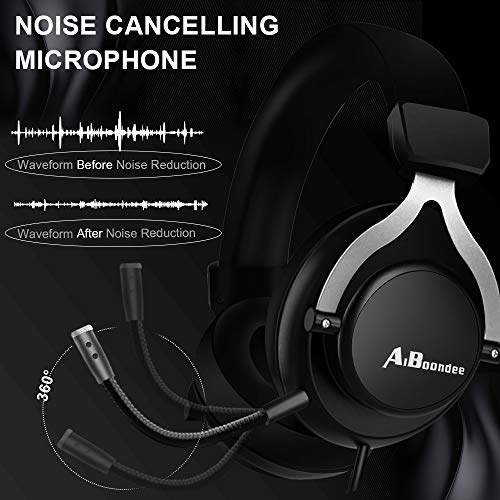 Pc Gaming Headset 3.5Mm Audio Stereo Sound Ps4 Gaming Headphone For Mac Latop Nintendo Switch Games,50Mm Driver Noise-Isolation Microphone Gamer Headset (Black) #TOP2