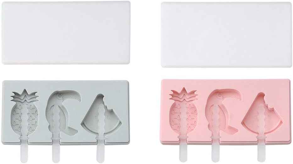 2 Pcs Silicone Ice Cream Bar Molds Ice Pop Maker Popsicle Molds DIY Lollipop Molds Trays