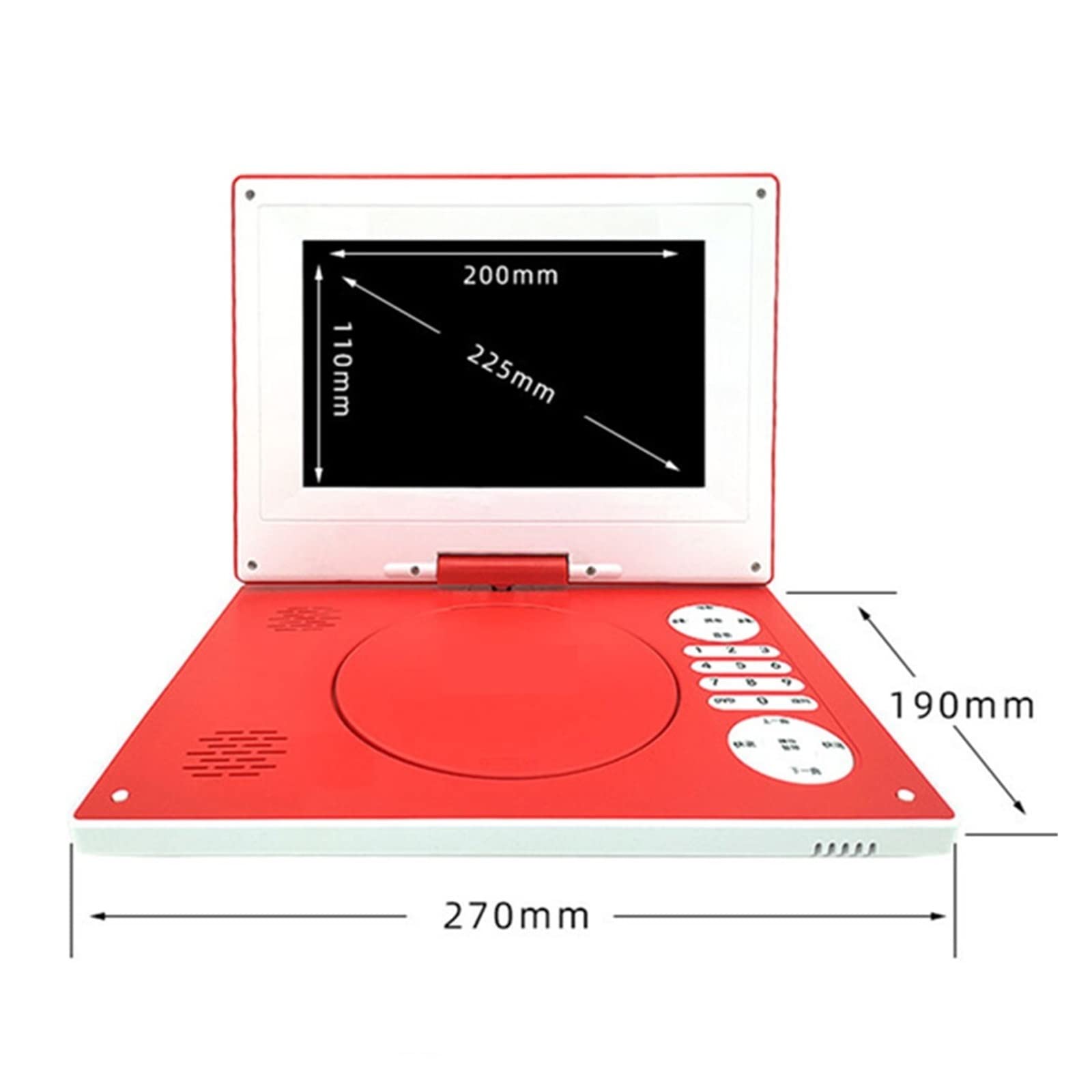Lettore DVD Portatile, Portatile VCD DVD CD MP3 MP4 Lettore USB HD Schermo da 9 pollici Scheda U Riproduzione disco e uscita ingresso video Altoparlanti radio FM ,Compatibilità Multiformato(Rot)