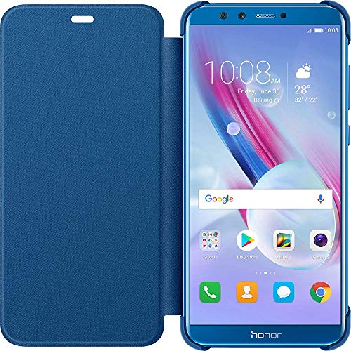 Protection Honor 9 Lite étui à rabat bleu en polyuréthane évitant l'écran brisé