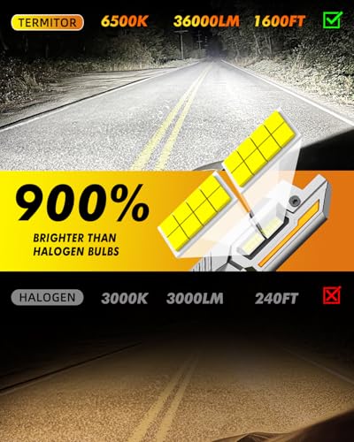 H4/9003/HB2 LED Bulbs Hi/Low Beam, 36,000LM 900% Super Brighter, 6500K Cool White, Real 1:1 Halogen Mini Size with Cooling Fan, Plug and Play, Powersports Accessory Light Bulbs, Pack of 2 - Image 3