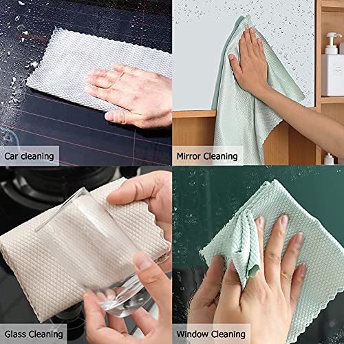 Nanoscale Cleaning Cloth, Streak Free Miracle Cleaning Cloth, 5 Pack Multi-Functional Reusable Lint Free Cloths, Highly Absorbent Fish Scale Cloths, Suitable For Home, Glass, Kitchen And Auto. #TOP5