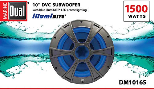 Image of Dual Electronics DM1016S 10 inch Dual Voice Coil Marine Subwoofer with Blue illumiNITE LED Lighting