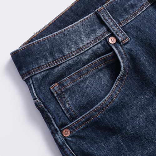 Mens Jeans Slim Fit Whiskers Classic Hand Brush Wash Comfortable Fit 4 Sides Stretch Casual Denim Pants4