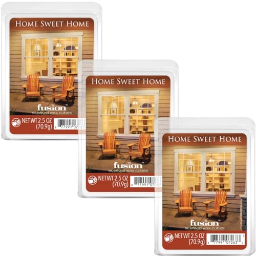 FUSION by Scentsationals Scented Wax Fragrance Melts - Home Sweet Home - Wax Cubes Pack, Home Warmer Tart, Electric Wickless Candle Bar Air Freshener, Spa Aroma Decor Gift - 2.5oz (3-Pack)