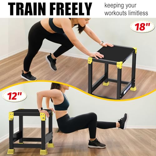 GanFindX Caixa Plyo de aço 45,7 cm com superfície de 17 x 33 cm caixa de salto pliométrica de metal