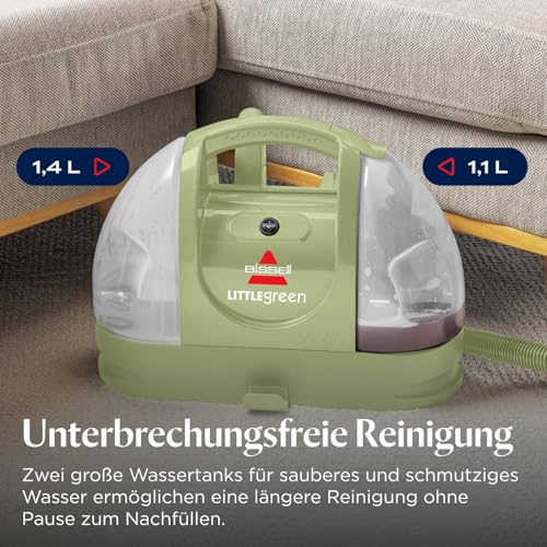 BISSELL Little Green, Polsterreiniger Gerät, Teppichreiniger für Alltägliche Flecken & Verschmutzungen, Waschsauger, Nasssauger für Teppiche, Polster, Auto & Mehr, Leistungsstarker 340W Motor, 4098N