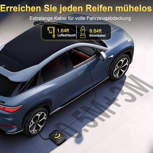 toptrek Kompressor Auto 12V DC, Autoreifen Pumpe 10,3 bar, Luftkompressor Auto mit großem LCD-Display Druckvoreinstellung Automatischer Abschaltung, Luftpumpe Auto für Auto, Fahrrad, Motorrad, Ball