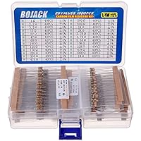 BOJACK Surtido de resistencias de 1 ohmio, 1 m ohmios, 1/4 W,