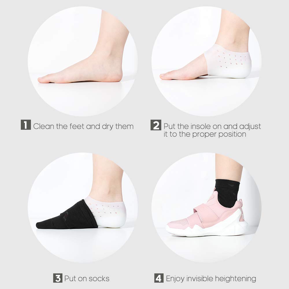 1 Pair Silicone Gel Insoles for Women, Silicone Gel Heel Cups Foot Pain Relief Pads Cushions Ball Foot Gel Pads Cushions