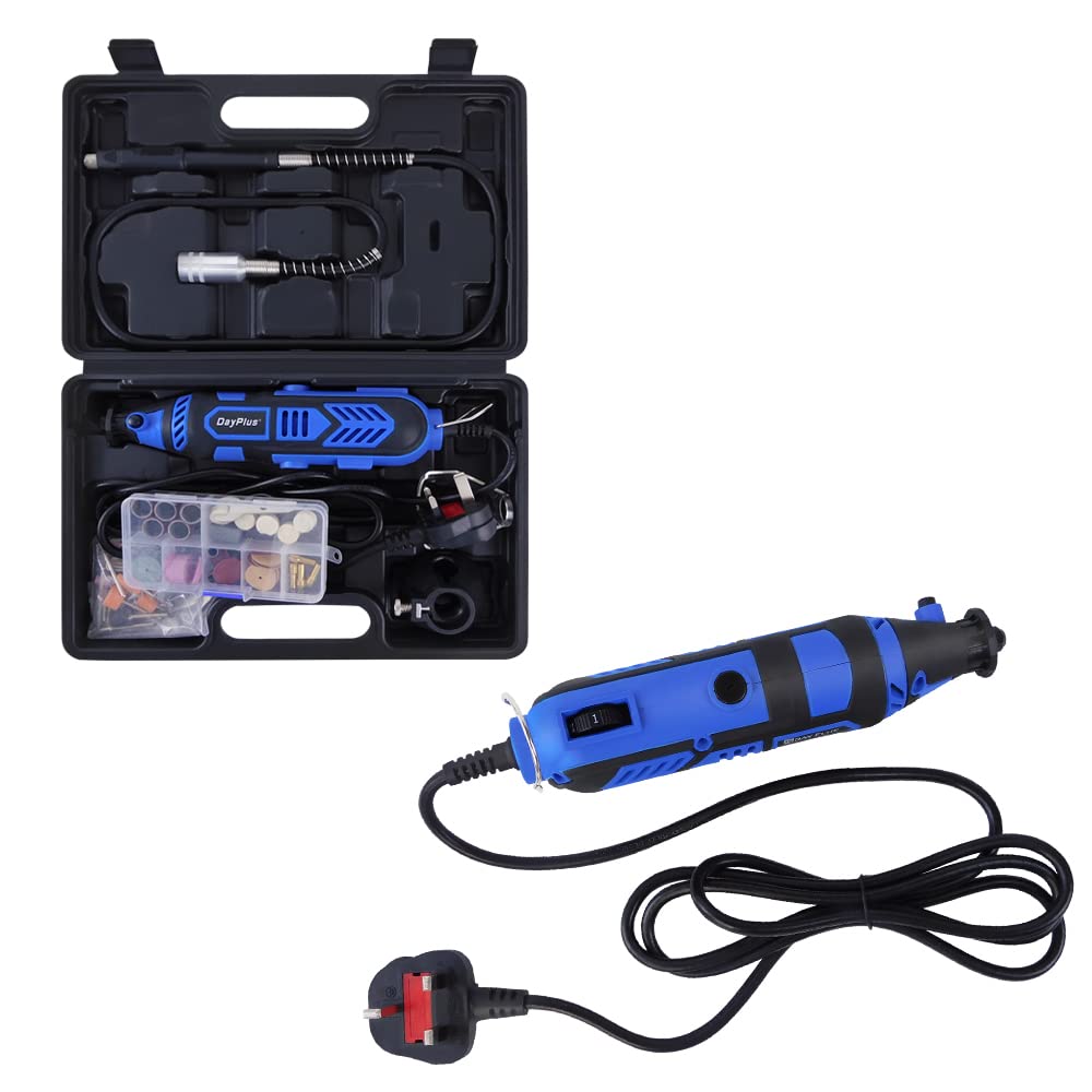 Mini Smerigliatrice Elettrica 135W Strumento Rotativo Multifunzione con 80 Accessori, 6 Velocità Regolabili 10000-32000rpm, Tagliare, Levigare, Tagliare, Pulizia, Incisione, Lucidatura
