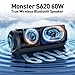 Monster Bluetooth Speaker, Wireless Portable Outdoor Bluetooth Speakers, 60W True Wireless Stereo IPX8 Waterproof, Dual PairingBluetooth 5.4 Built-in Mic, Outdoor Speaker