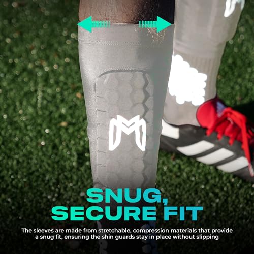 MediCaptain Mini Shin Guards Soccer – Built in Shin Pad Sleeves for Mens, Women, Teens - Small Shin Guards - Lightweight, Breathable Shin Defender Leg Protection (Gray, Maxi (5.5 x 2.8 in))