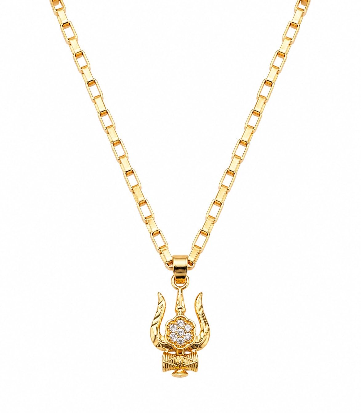 Gold Plated Trishul Pendant Necklace for Men & Women with Stylish Chain, Religious Shiv Jewelry for Daily (Pack of 1| Multicolor)-image-37