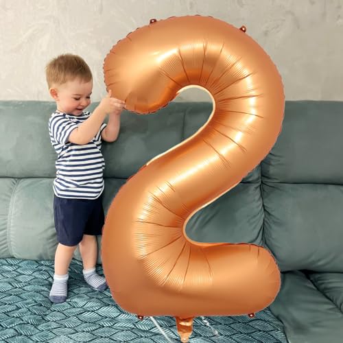 Image of Orange Number 1 Balloon, Large Self Inflating Foil Number Balloons 1 Decor, 40 Inch Helium 1 Number Balloon for Girls Boys 1st Birthday Baby Shower Anniversary Celebration Party Decorations Supplies