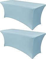 Vista 29 de Obstal Funda de mesa de elastano elástica de 4 pies para mesas plegables estándar, paquete de 2 manteles rectangulares universales ajustables