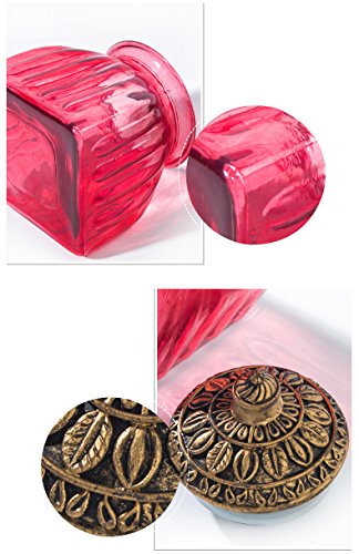 Socosy Vintage Crystal Glass Candy Jar With Lid Food Jar Nut Jar Jewelry Box Wedding Candy Buffet Jars Kitchen Storage Assorted Color 24 Oz #TOP2