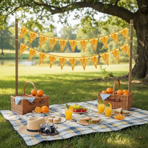 Image of Gersoniel 5 Pcs Orange Party Decorations Citrus Pennant Banner