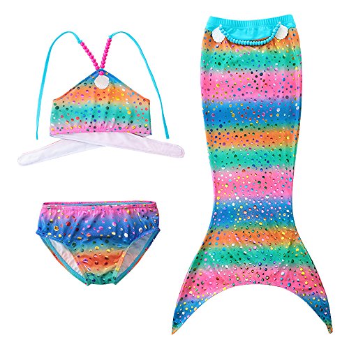 3Pcs Mermaid Tail for Baby Girls Swimming Mermaid Bathing Suits Swimsuit Bikini Set