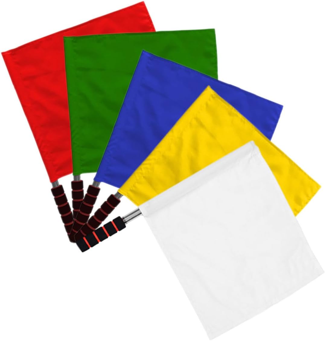 5Pcs Red and White Referee Flags Set, Handheld Sports Signal Flags for Racing, Traffic and Field Event Direction with Sturdy Fabric for Match Safety and Outdoor Use