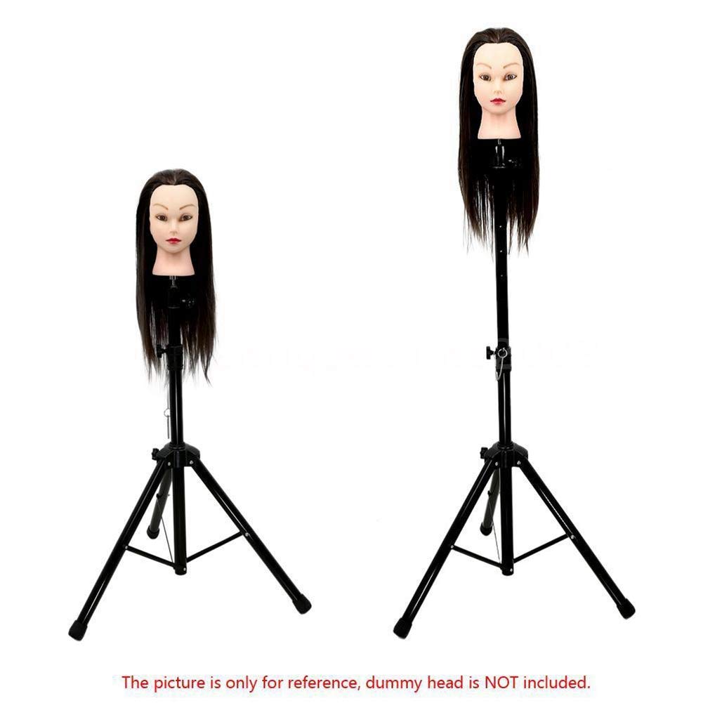Metal Adjustable Hairdressing Training Tripod Stand Barber Mannequin Head Wig Holder Stick for Hairdresser Training Stainless Portable and Fold Wig Tripod Stand with Carry Bag for Barbershop or Home - Image 2