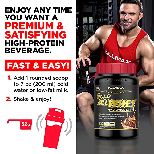 Allmax Nutrition - Gold Allwhey Protein Powder, Whey Protein Blend For Strength And Muscle Gains, Post Workout Recovery, Gluten Free, 24 Grams Of Protein, Chocolate Peanut Butter, 5 Pound #TOP3