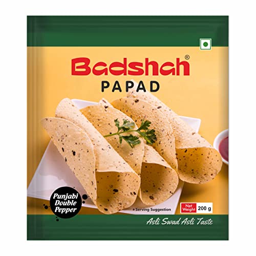 Image of Badshah Punjabi Udad Double Mari Papad (5 Inch) - 200G | Punjabi Double Pepper / Black Pepper Papad | Spicy Papad | Crispy & Crunchy Papad | Appalam