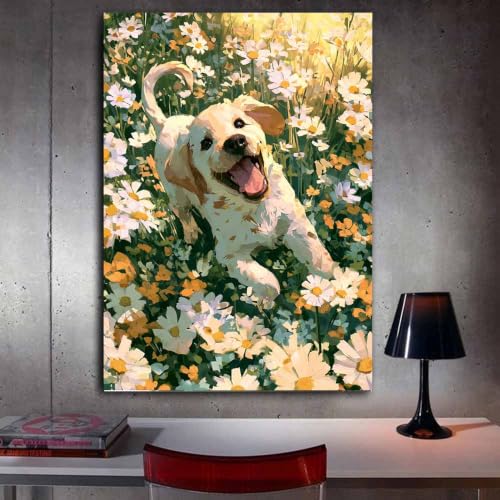 Toile Labrador floral PUQAAEO pour déco bureau chic