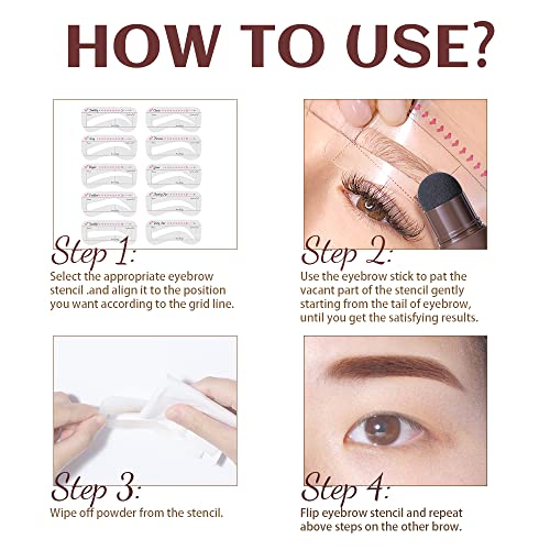 Carlos-Ccc Eyebrow Stamp, One Step Eyebrow Stamp Shaping Kit, Waterproof Eyebrow Stamp Stencil Kit, Long Lasting Eyebrow Makeup Powder Kit Eyebrow Definer For Women Natural Brown 13 Piece Set #TOP6