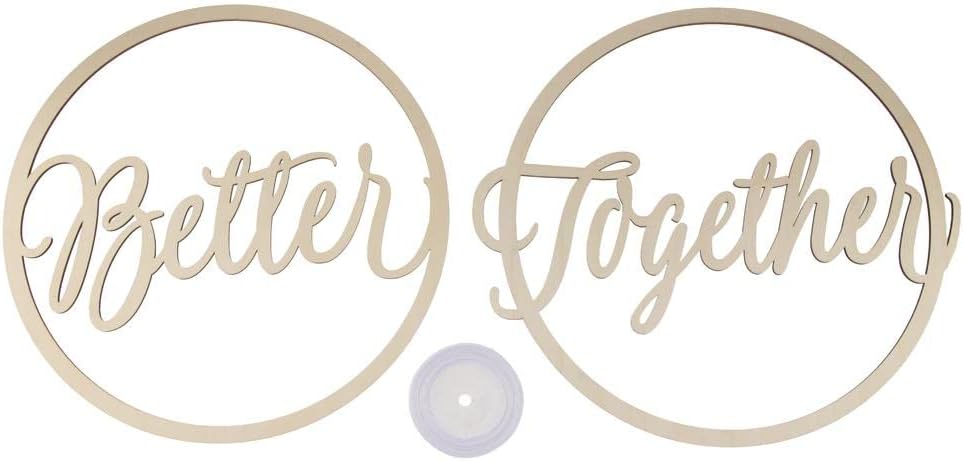 2 Pieces Round Better Together Letters Wooden Decor Wedding Chair SignCollectibles