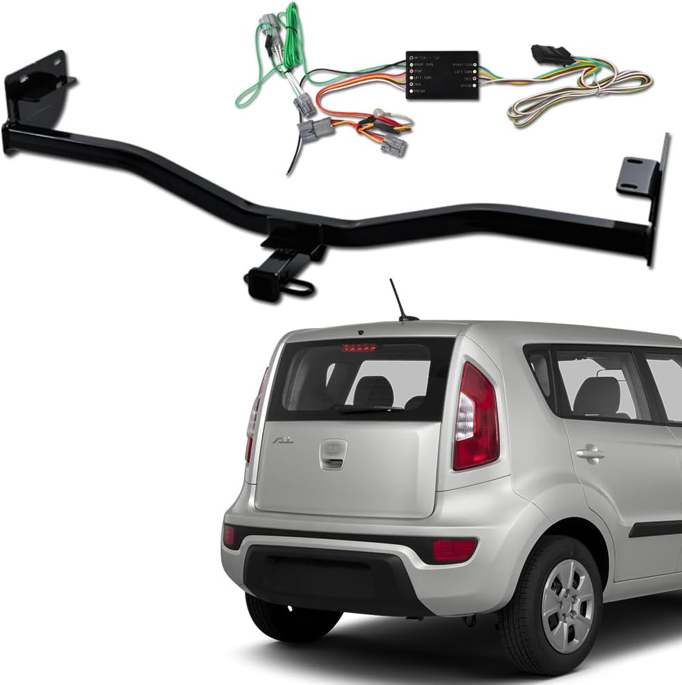 7422444833823 Compatible with 2010-2013 Soul Class 1 I Black 1.25" Receiver Trailer Hitch with Wiring & T-Connector