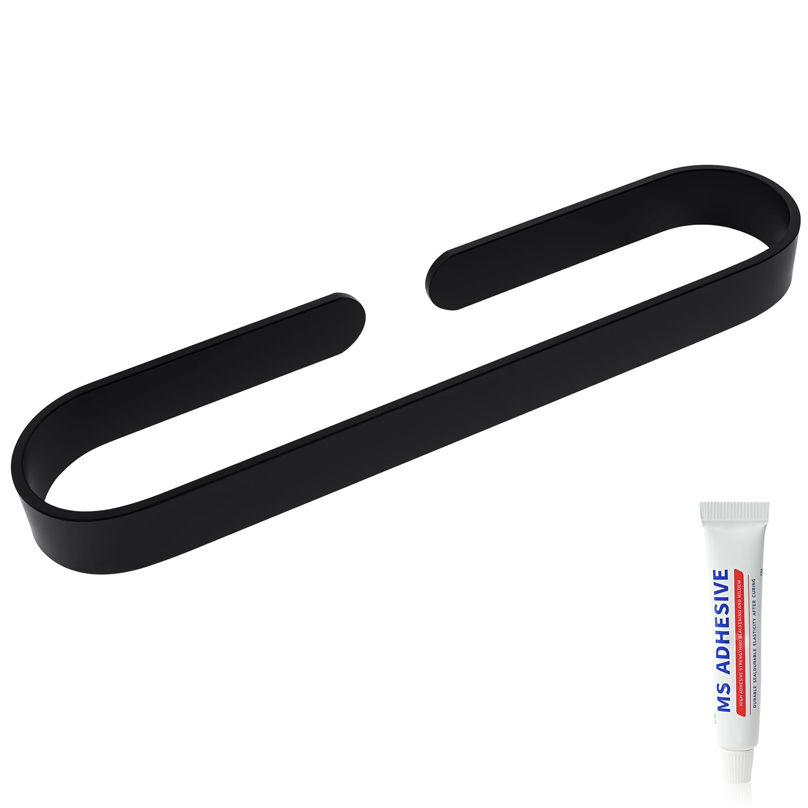 Toalleros de Baño sin Taladro, Toallero Adhesivo para Baño y Cocina, Acero Inoxidable, 30 cm Negro Mate, Ovale