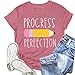 NEWKA Teacher Shirt for Women Teach Teaching Tshirt Progress Over Perfection Teacher Tee Top Pink