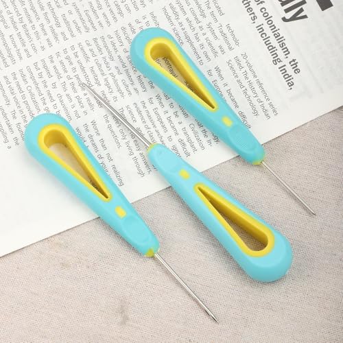 Image of 3pcs Punch Needle Wick for Candle Making, 3 Design Punch Needle Candle Wick Tool with Comfortable Handle DIY Craft Supplies for Beginners Handcraft Class